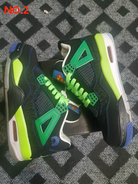 Air Jordan 4 Black Green Blue Men Shoes ;